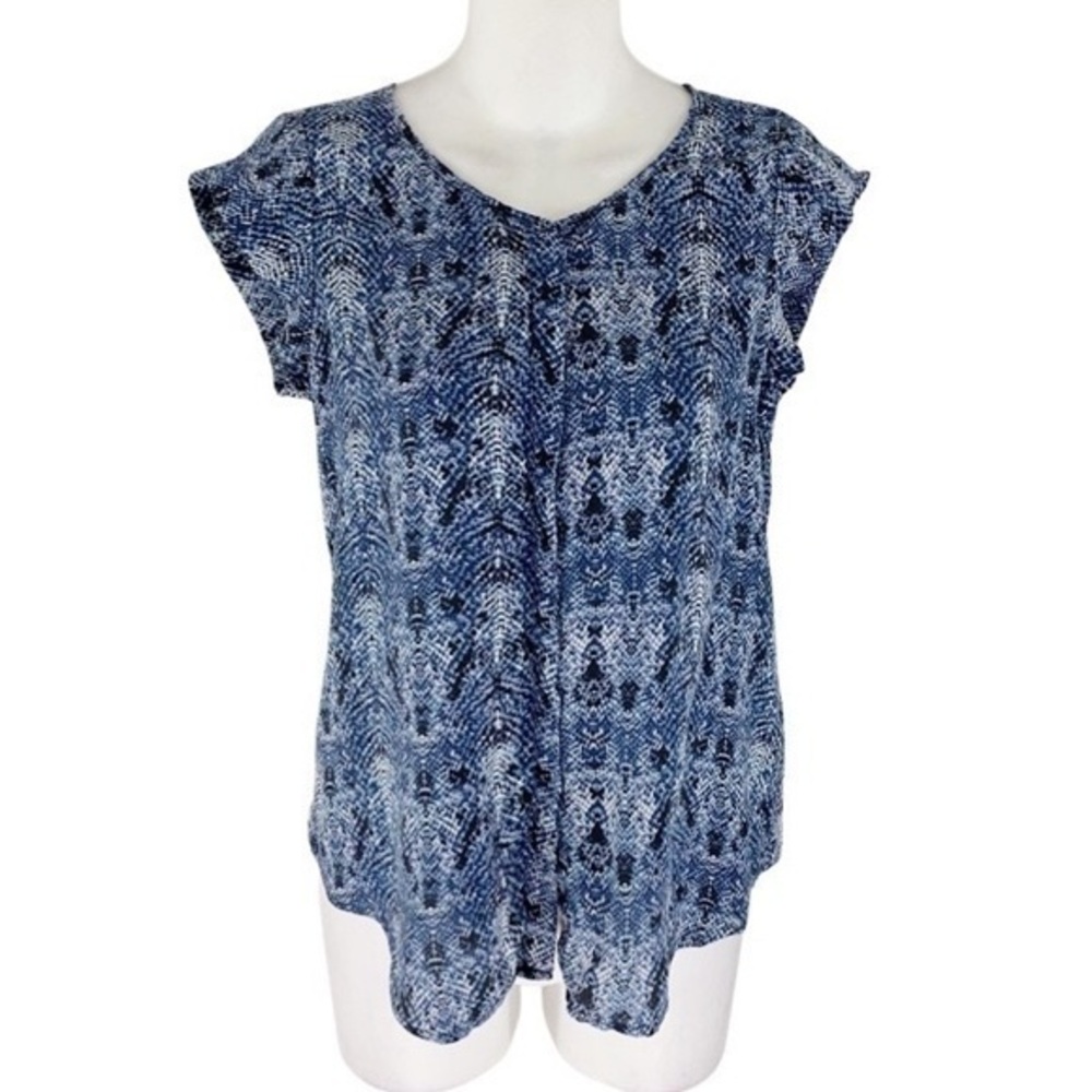Joie Iva blue snake button down silk blouse